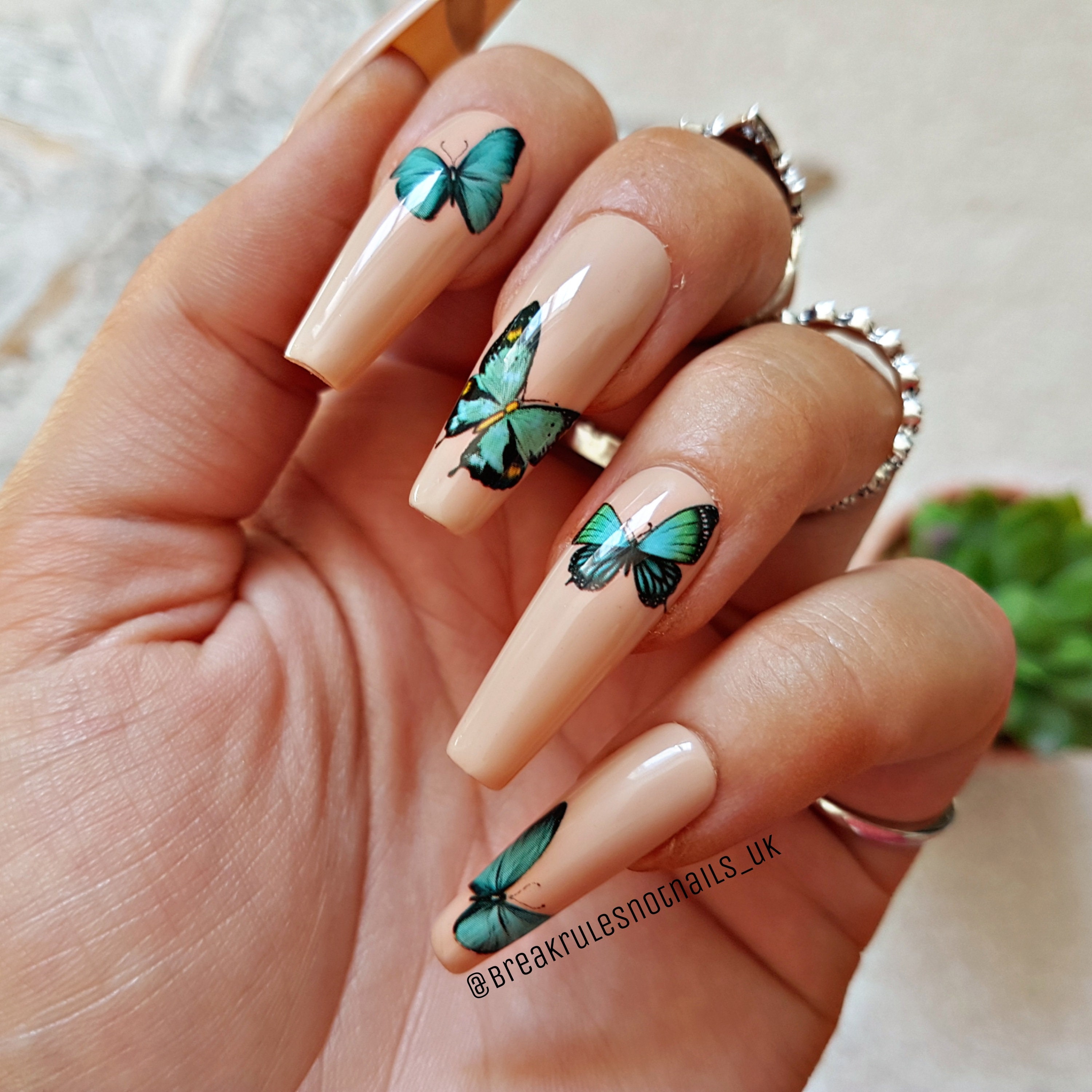 MAJESTIC Butterfly Press on Nails Blue Butterfly Nails Etsy UK