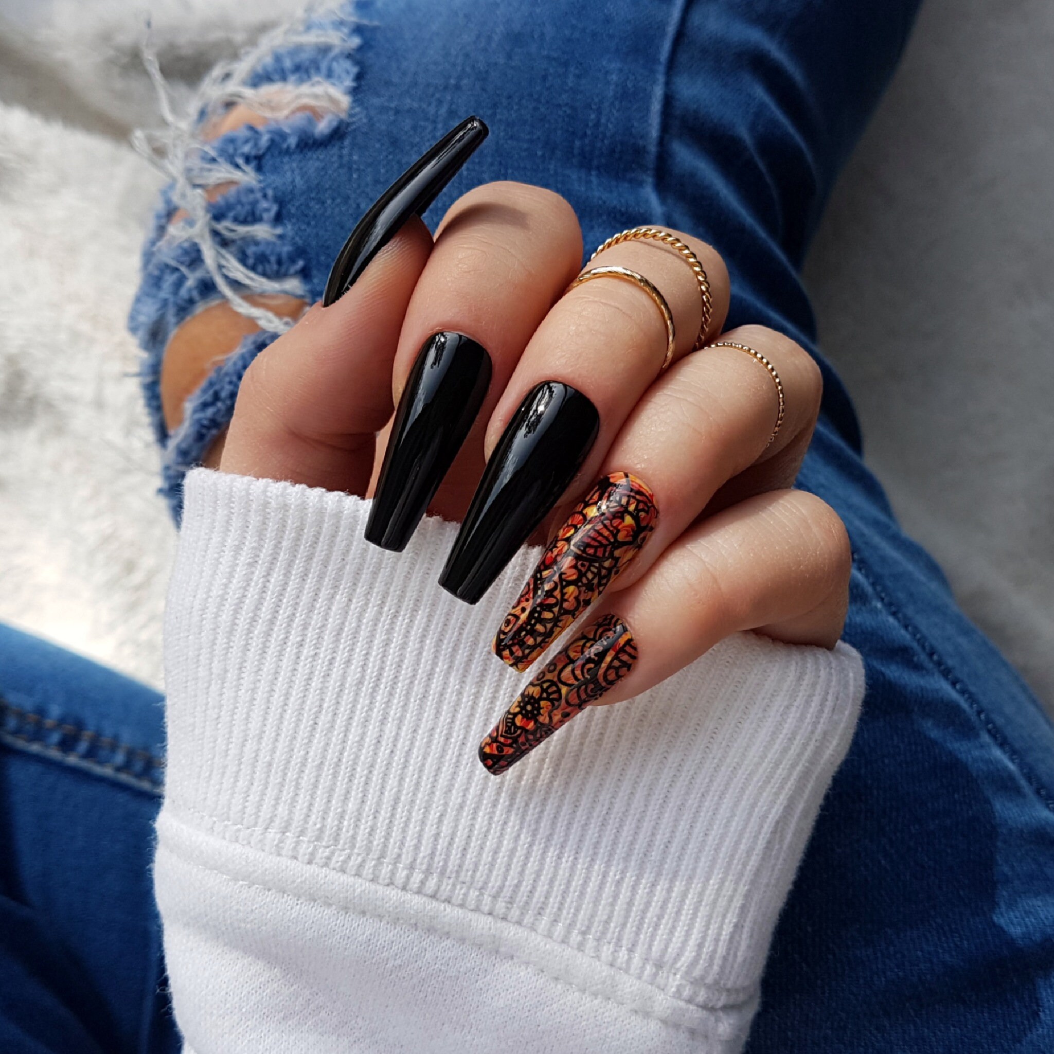 BONFIRE Deluxe Press on Nails Fire Nails Flame Nails - Etsy