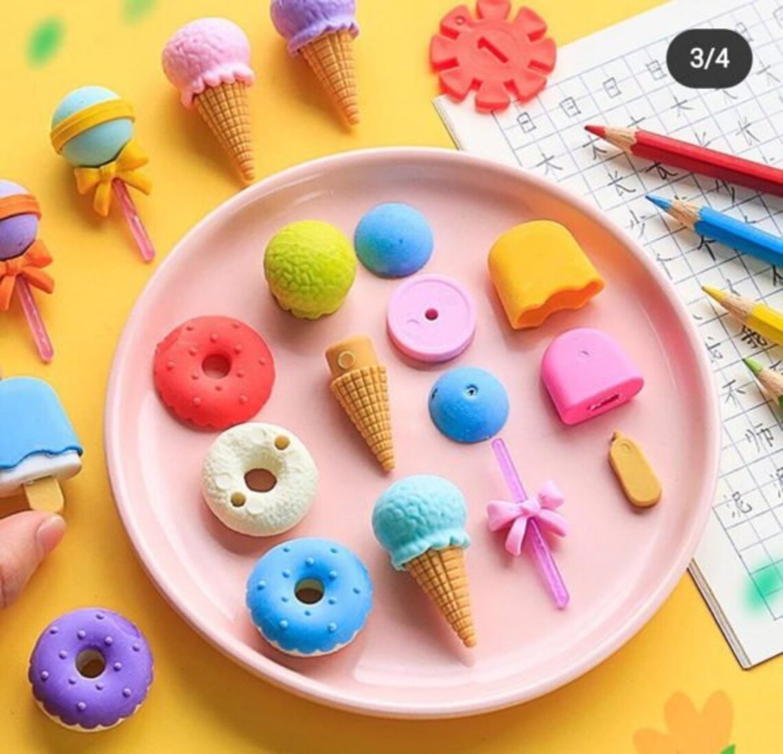 Sweet Dessert Erasers 4 Eraser in a Box Mini Eraser Set Etsy