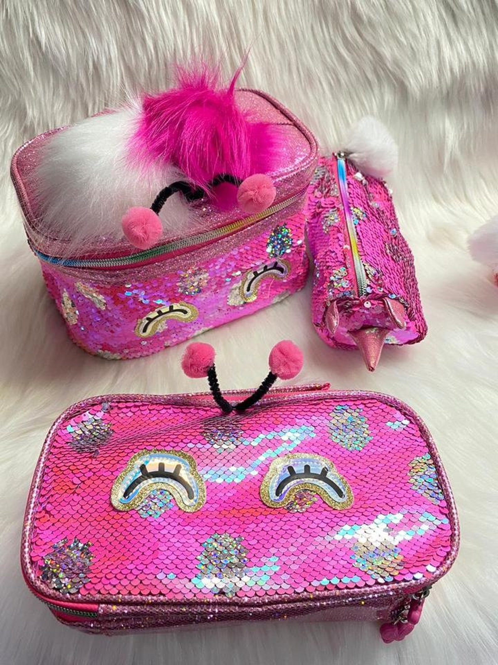 Sequin Vanity Pouch Signature Pink Premium holographic Sequin Etsy