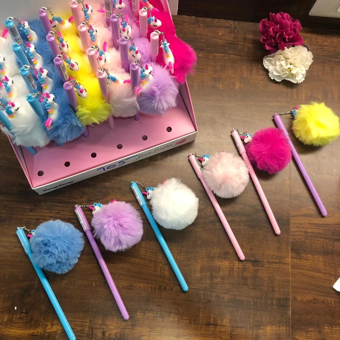 Unicorn Pompom Pen Stylish Cute Pens Kawaii Stationery Pompom Etsy