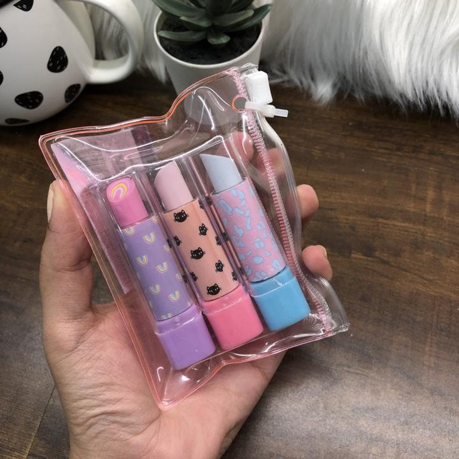 Lipstick Eraser set Pack of 3 Erasers Scented Eraser Cute Etsy