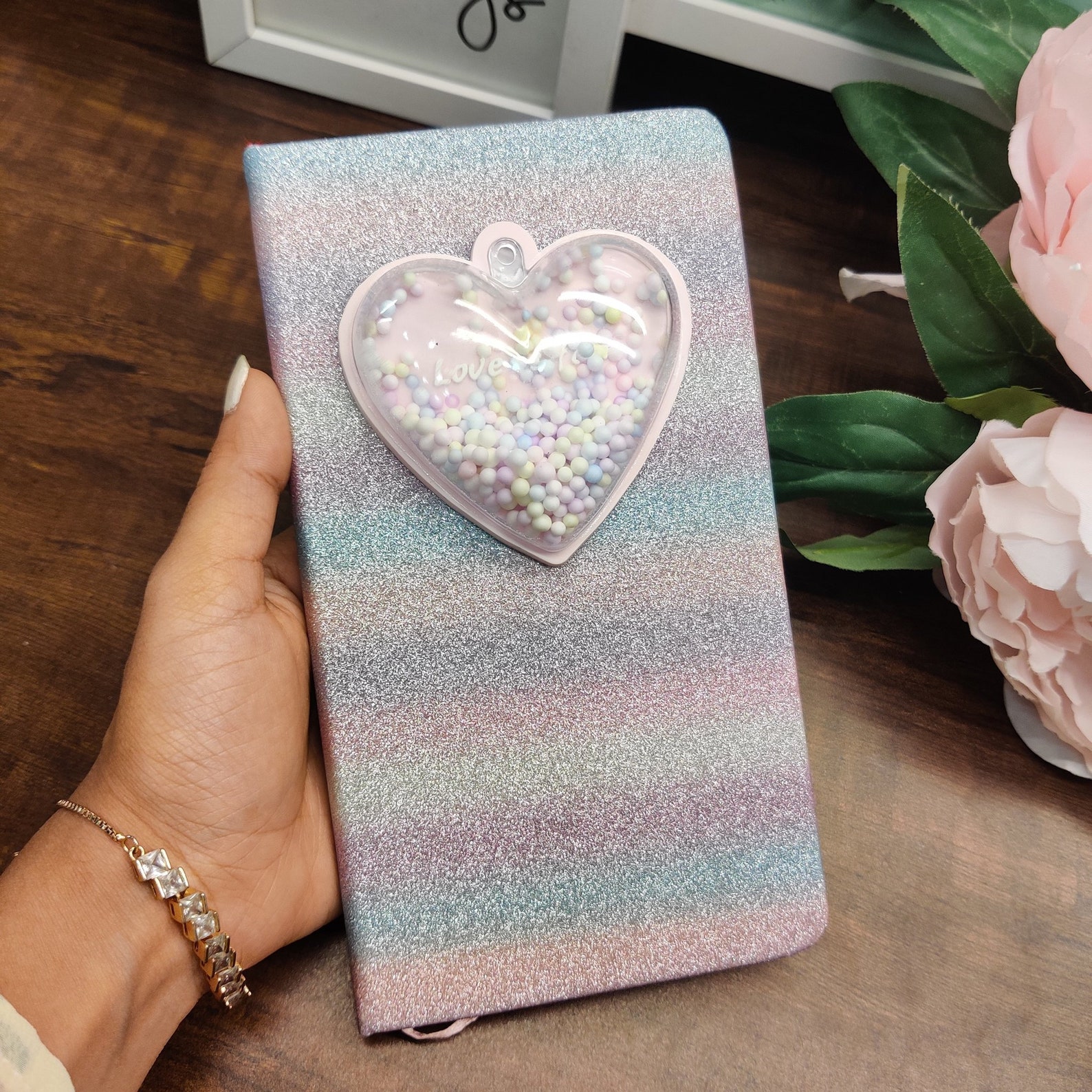 Heart Glitter Diary Mini Balls Inside Transparent Heart Diary Etsy