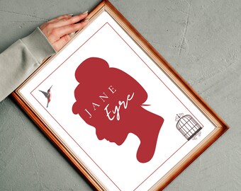 A2 Jane Eyre Quote, Charlotte Bronte Quote Print, Book Quote, Charlotte Brontë Jane Eyre literary poster, literary gift, illustration poster