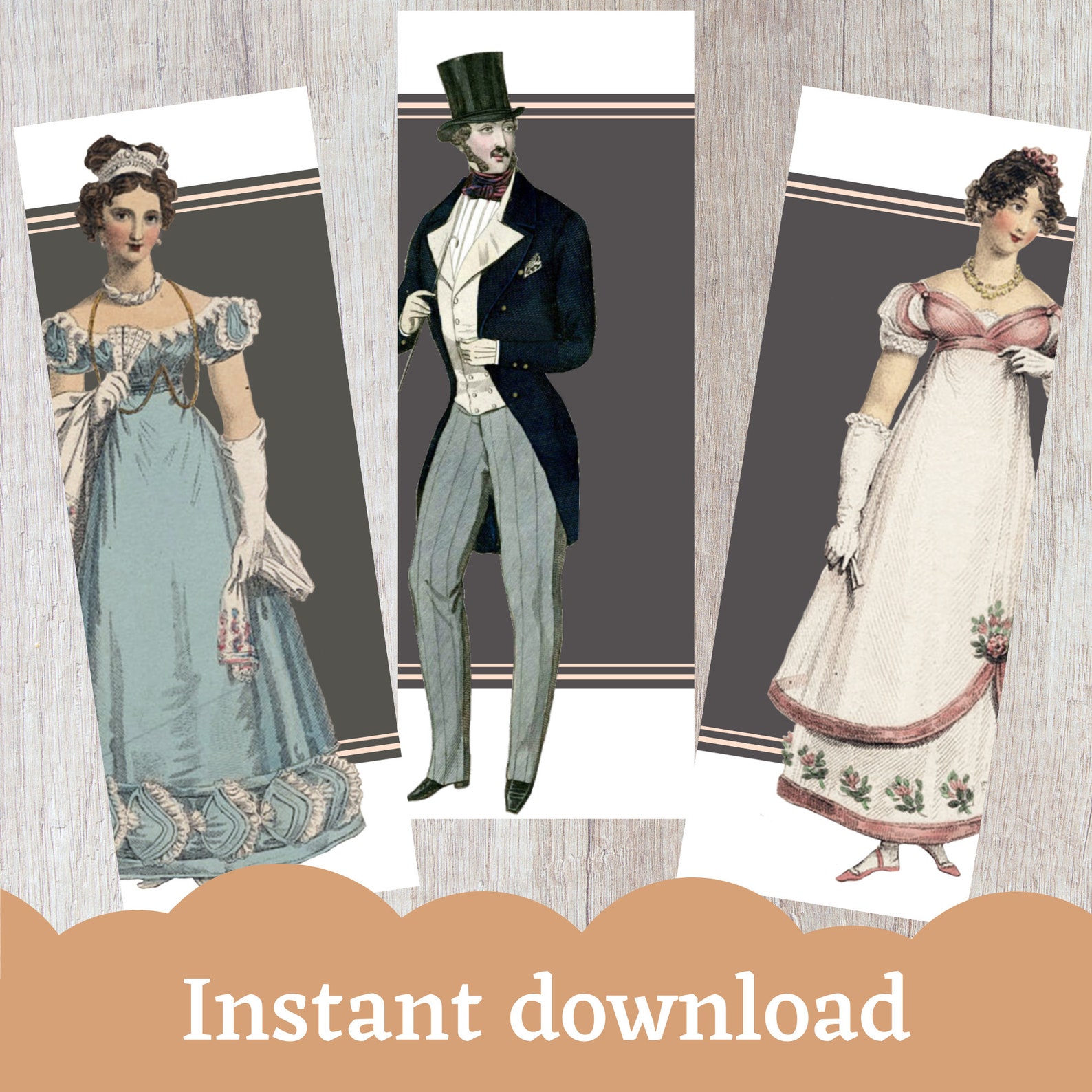 Printable Bookmarks, Jane Austen Inspired, Victorian Bookmark ...