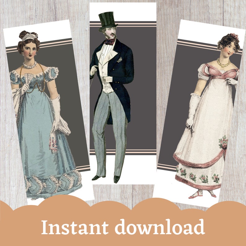 Printable Bookmarks, Jane Austen Inspired, Victorian Bookmark ...