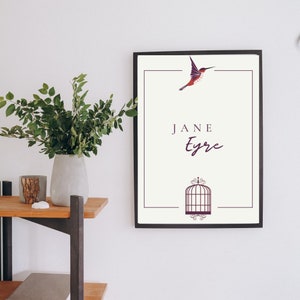 Quote Print, Book Quote, Charlotte Brontë Jane Eyre A2 poster, literary gift, illustration poster, printable art, digital download, Brontë.