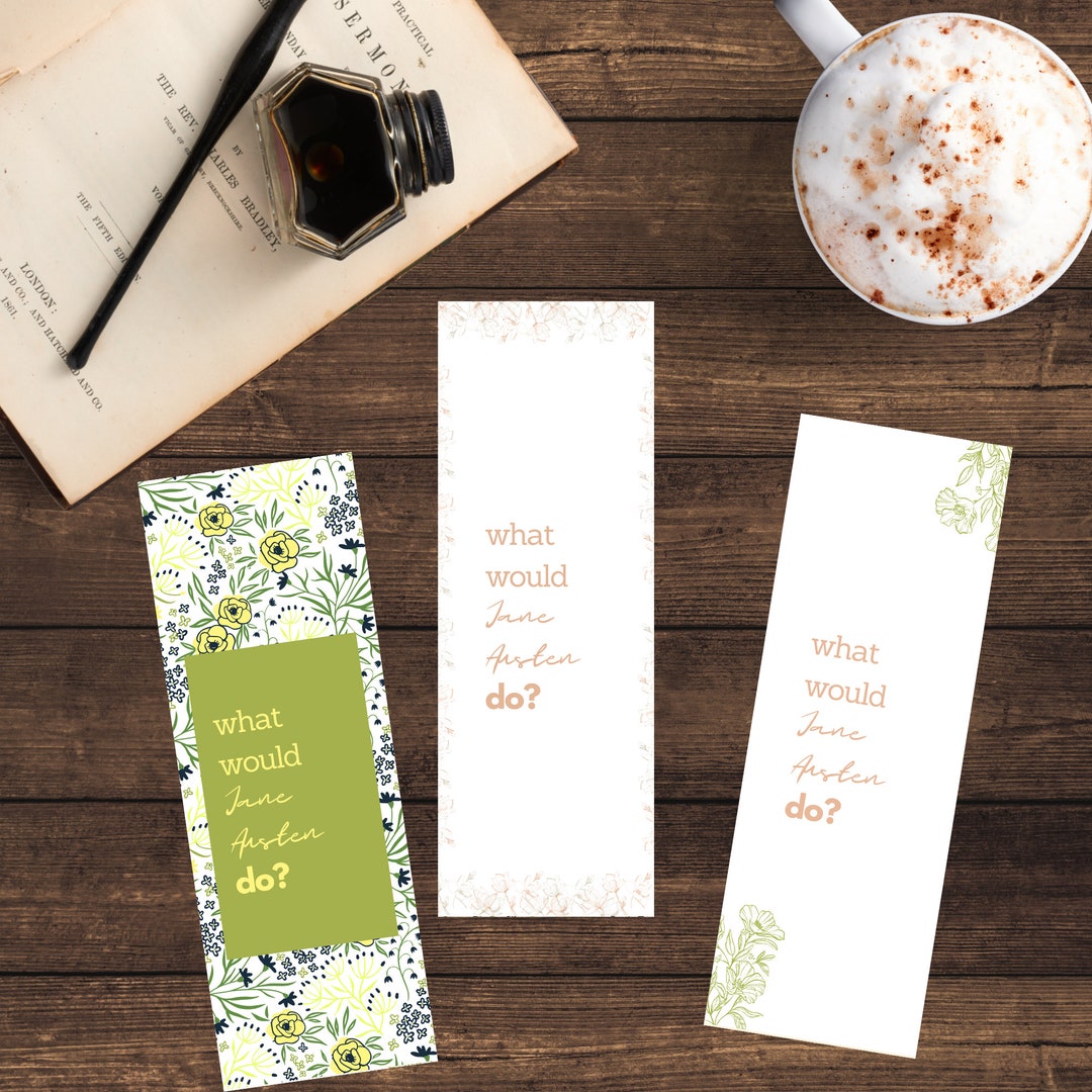 Set of 3 Printable Bookmarks Jane Austen Inspired, Victorian Bookmark ...