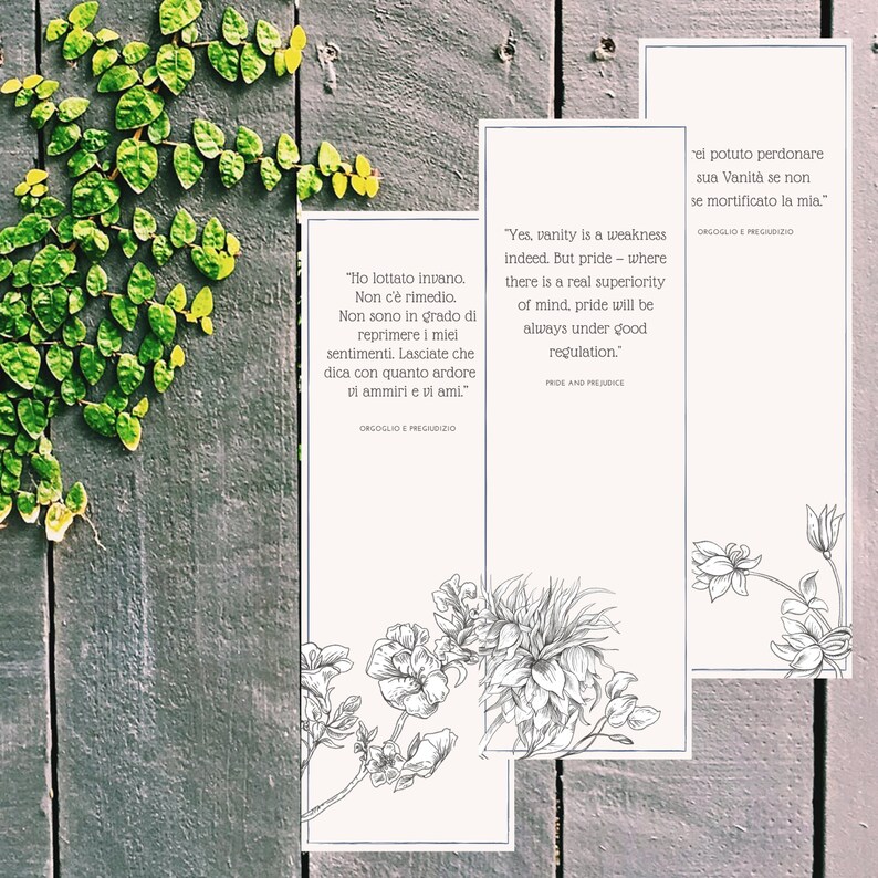3 Printable Bookmarks, Printable Bookmarks Jane Austen Inspired ...