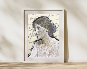 Virginia Woolf-Plakat. Digitaler Posterdruck. Gemälde von Virginia Woolf, 42 x 59 cm. Digitale Datei.