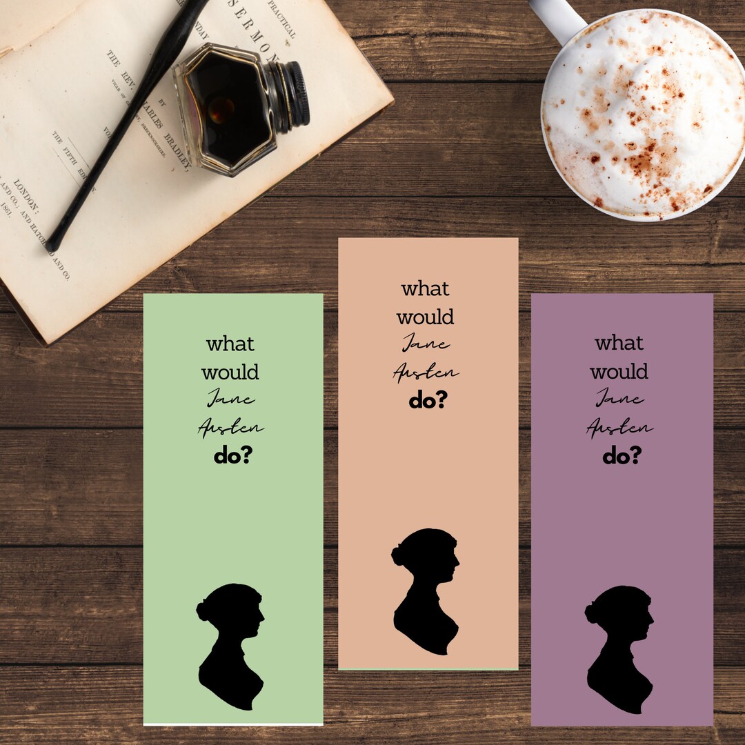 Set of 3 Printable Bookmarks + 1 FREE. Jane Austen Inspired, Jane ...