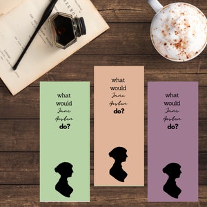 Set 3 marque-pages imprimables + 1 GRATUIT, inspiré de Jane Austen, cadeau janaites, marque-page imprimable, marque-page citation originale.