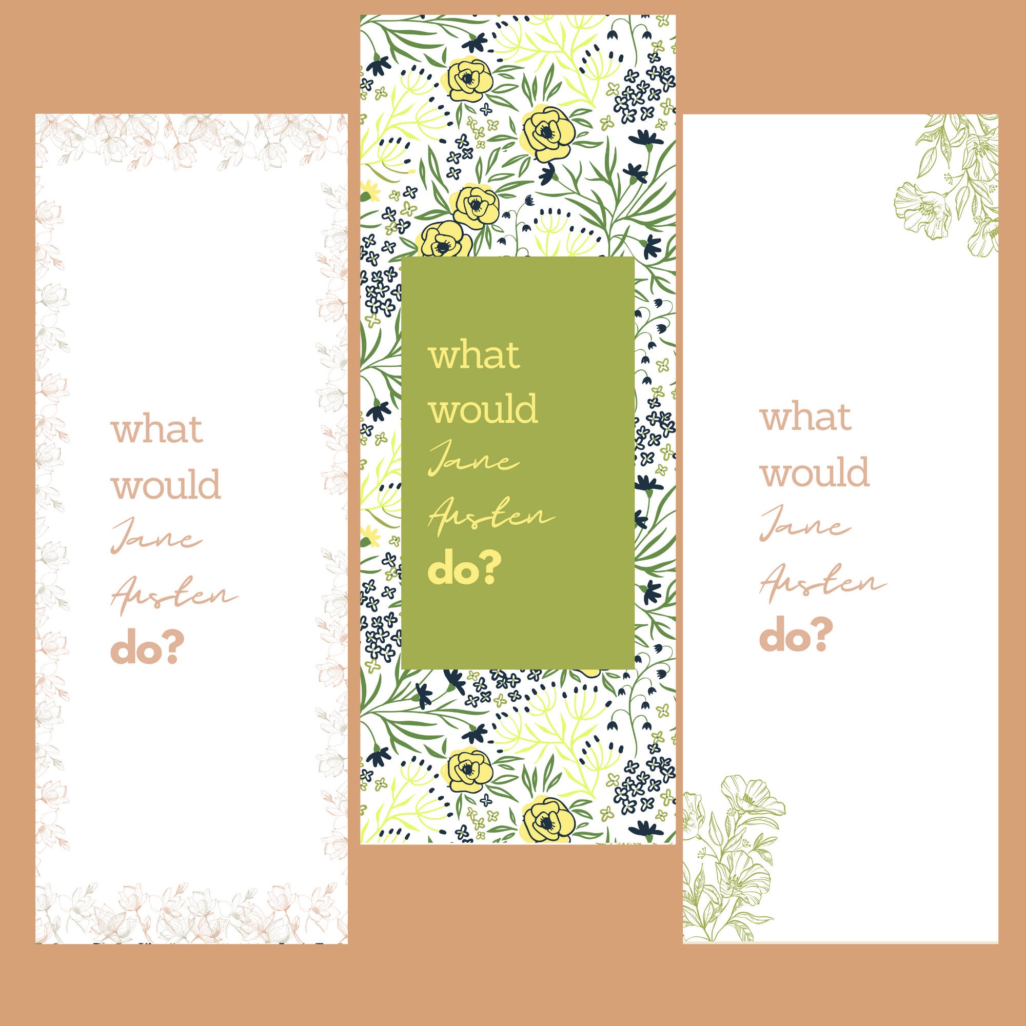 Set of 3 Printable Bookmarks Jane Austen Inspired, Victorian Bookmark ...