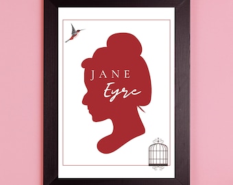 A2 Jane Eyre Quote, Charlotte Bronte Quote Print, Book Quote, Charlotte Brontë Jane Eyre literary poster, literary gift, illustration poster