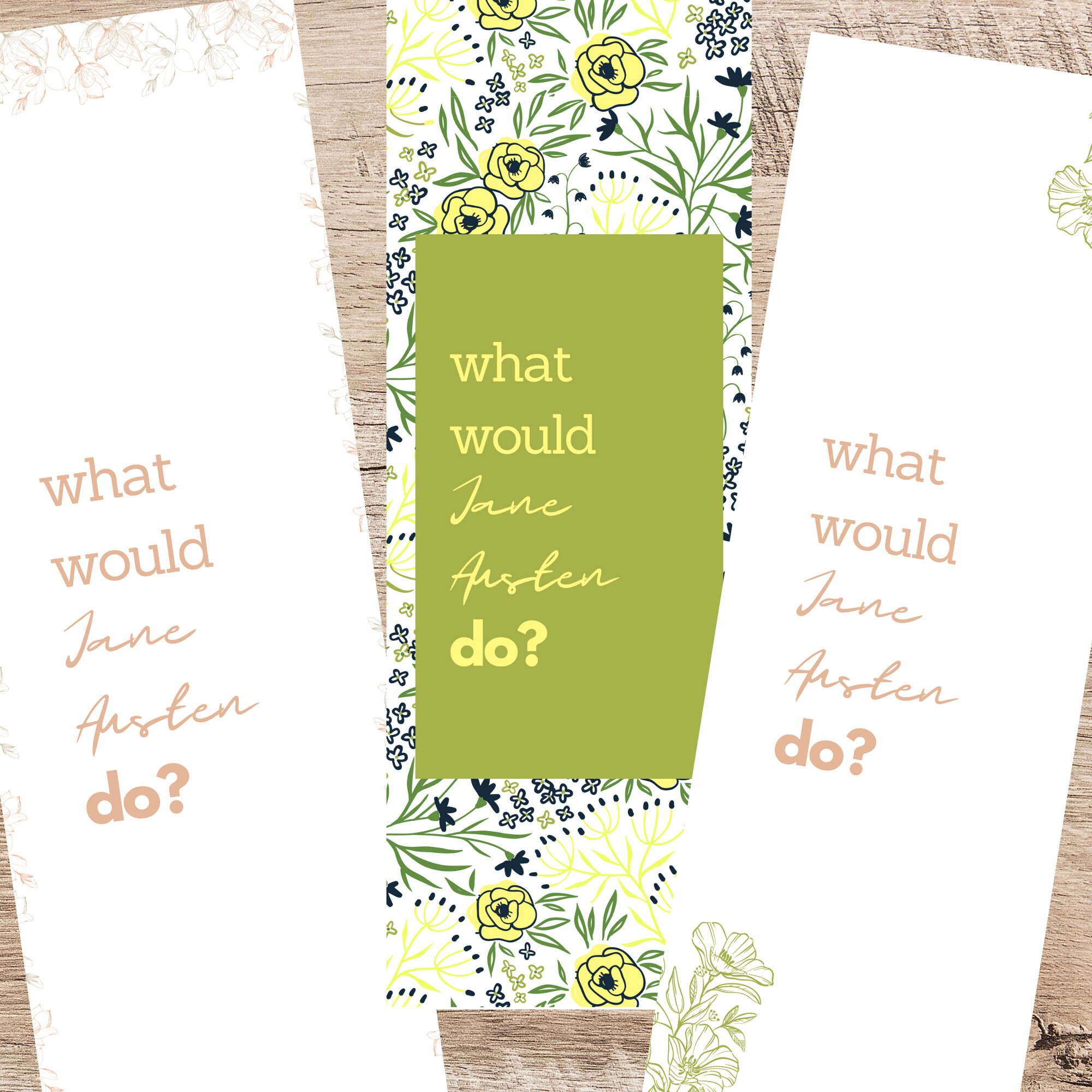 Set of 3 Printable Bookmarks Jane Austen Inspired, Victorian Bookmark ...