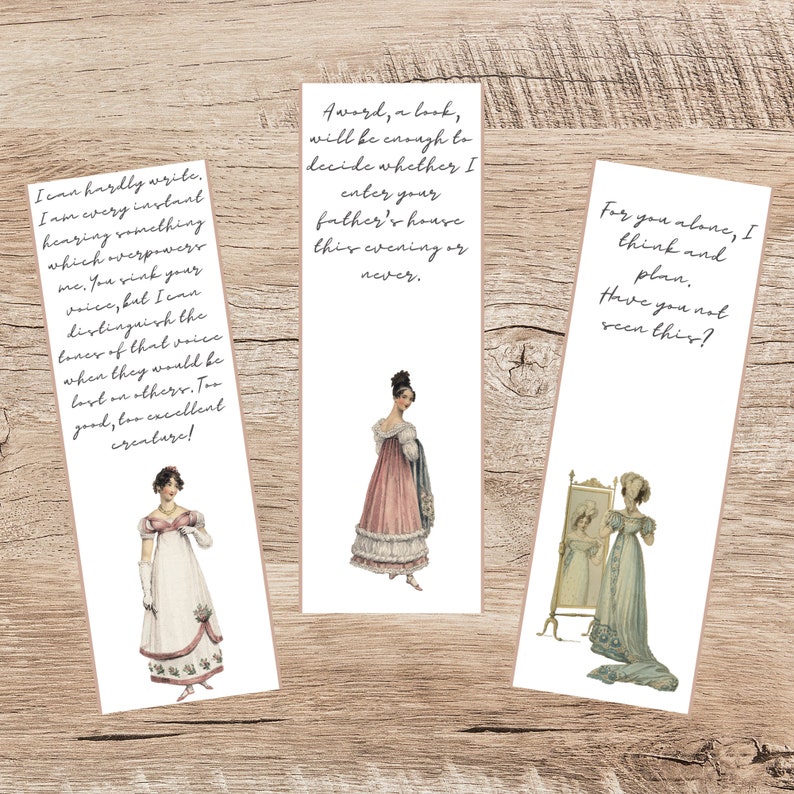 Printable Bookmarks Printable Bookmarks Jane Austen Inspired - Etsy