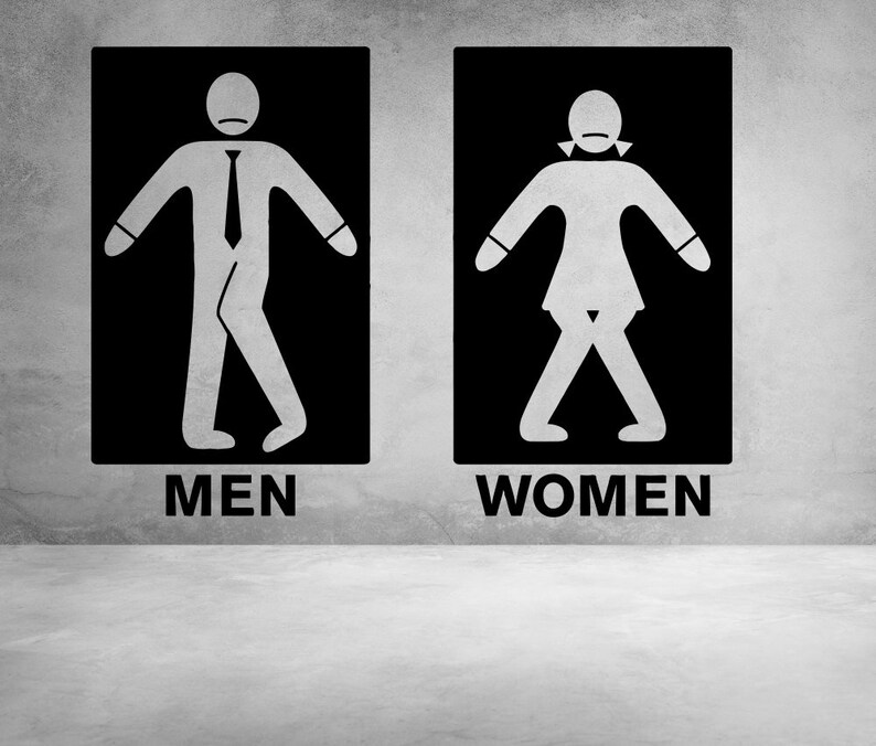 Wall Vinyl Sticker Decal Caricature Toilet Sign Men Women Mural Art Decor RV206