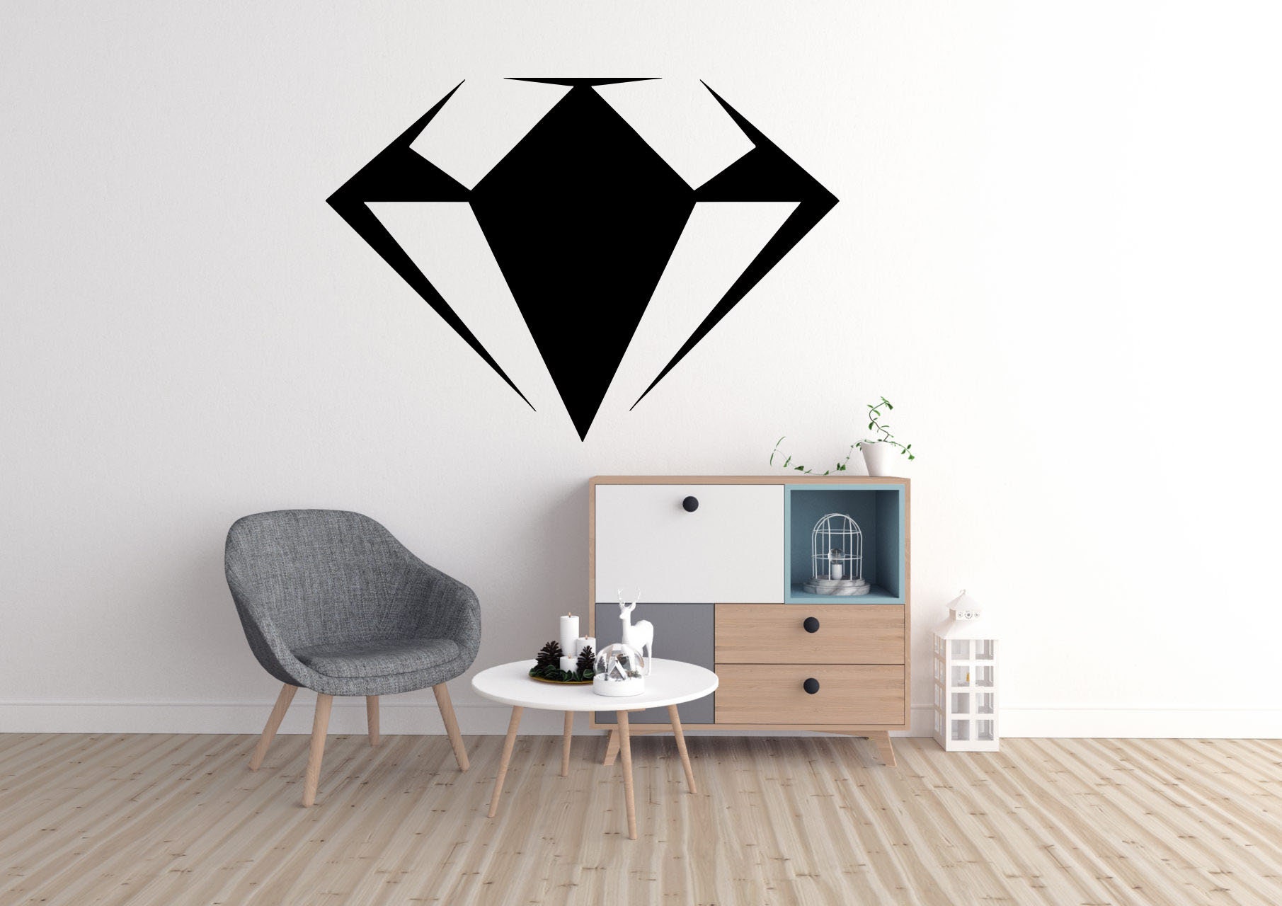 Geometric Figure Diamond Jewel Wall Vinyl Sticker Decal Etsy