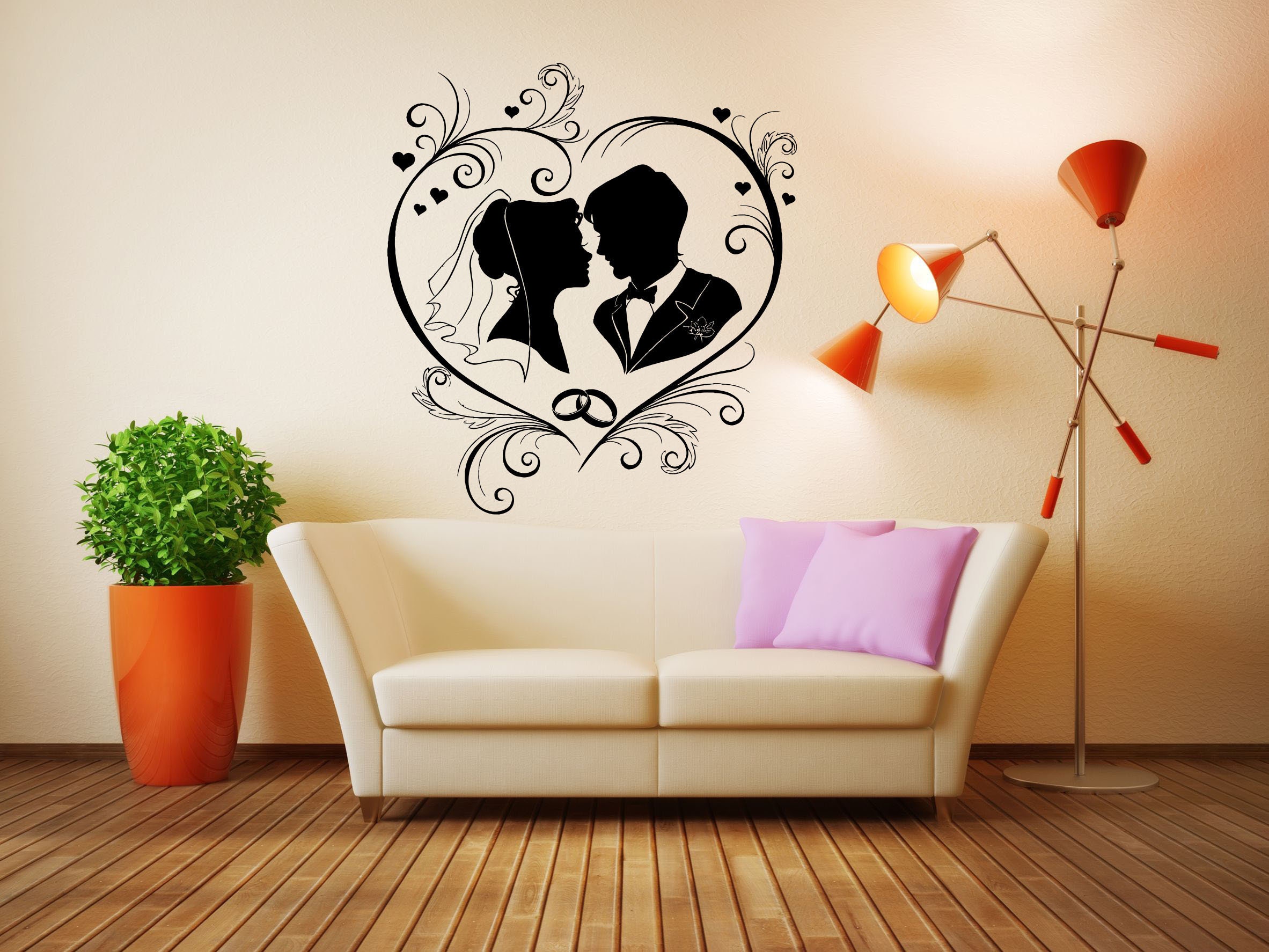 Heart Love Frame Wedding Wall Vinyl Sticker Decal Mural | Etsy