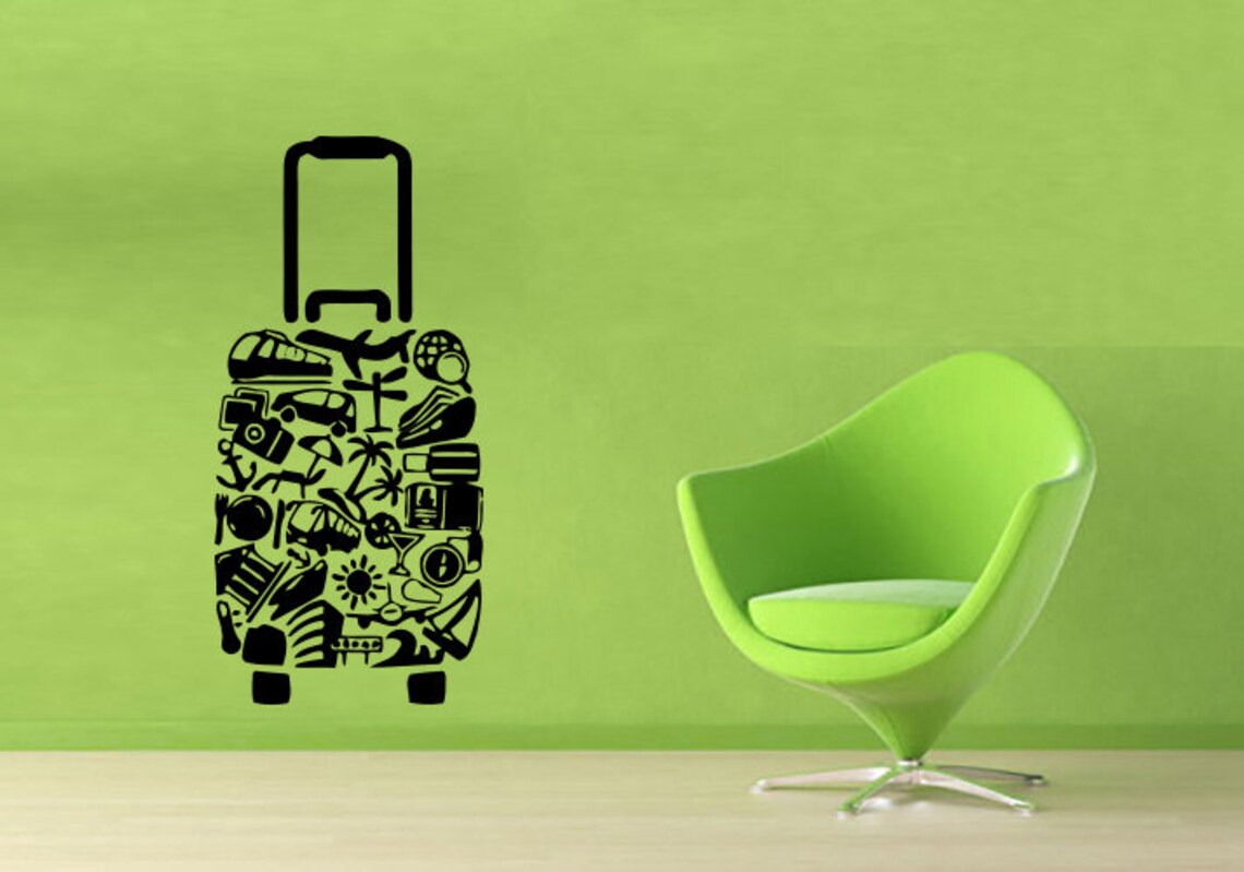 Wall Vinyl Sticker Decal Suitcase Journey Baggage Flight Etsy
