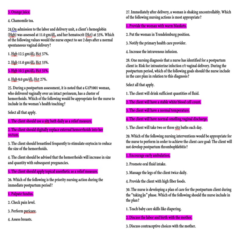 2020 HESI OB/MATERNITY Rn v2 100 practice questions and Etsy