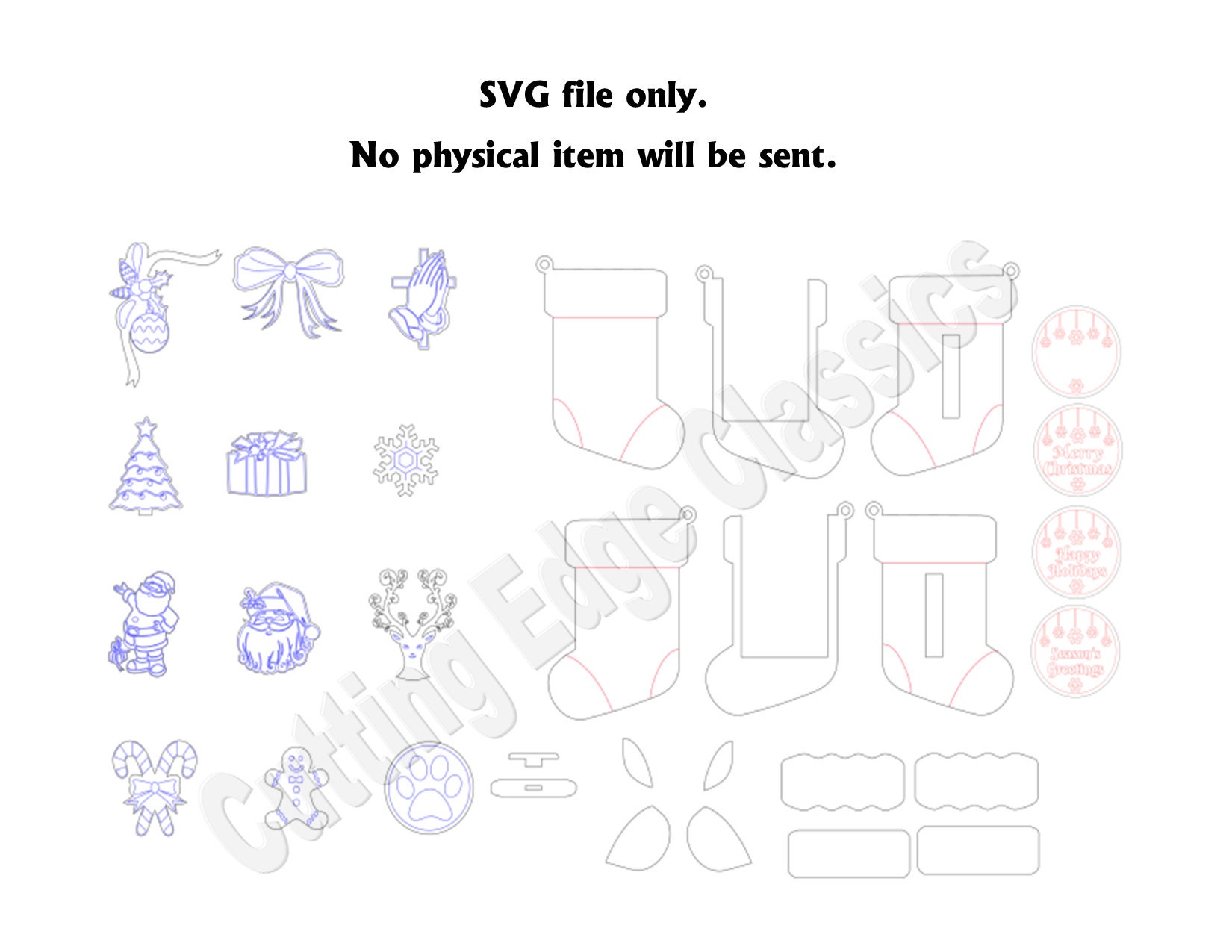 Christmas Stocking Gift Card Holder Ornament Bundle SVG File Etsy 日本