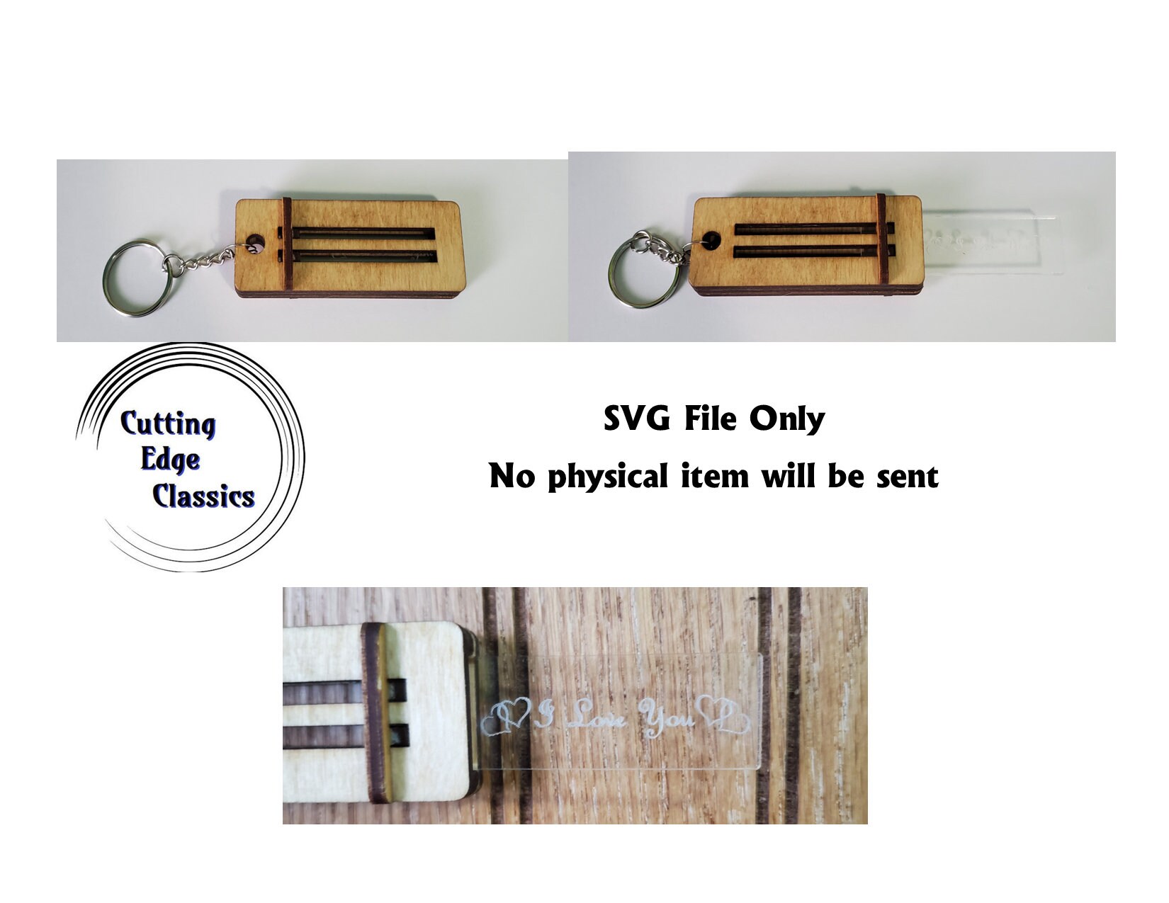 Laser Cut Slider Keychain SVG File W/pdf Assembly Instructions Etsy