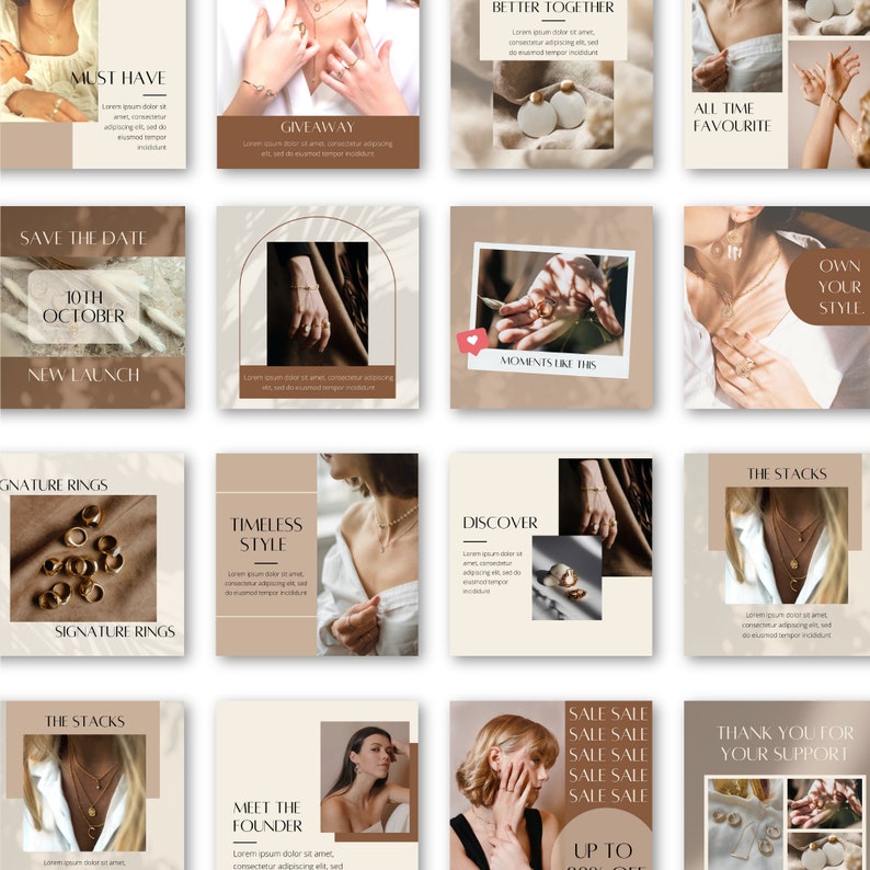 Jewelry Instagram Post Templates Fashion Social Media Branding Canva ...