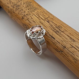 handcrafted silver ring with natural pearl,natulal pearl ring,gift for mom,statement silver ring,asymetric ring,alternative engagement ring