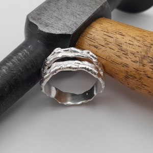 organic shape sterling silver ring,melted silver ring,handcrafted organic ring,freeform ring,abstract or irregular ring melted silver ring