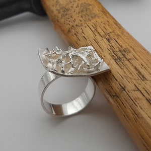 organic shape sterling silver ring,melted silver ring,handcrafted organic ring,freeform ring,abstract or irregular ring melted silver ring