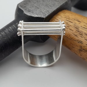 modernist sterling silver ring,handmade designed ring,statement atractive ring,industrial sterling ring,contemporary conceptual ring,art