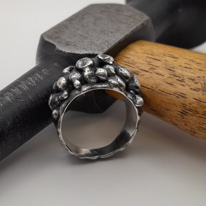 oxidized silver melted ring ,original design,handmade sterling silver ring,unique handcrafted art jewelery,fine silver ring,oxidized ring