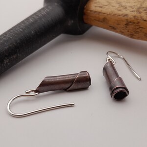 handmade sterling silver and copper earrings copper and silver earrings unique design earrings copper and silver jewellery real handmade art