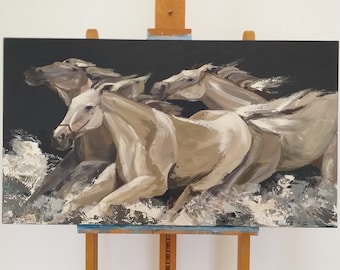 Wild horses original painting on canvas,modern artwork,wall art,original paintings,original unique handpainted