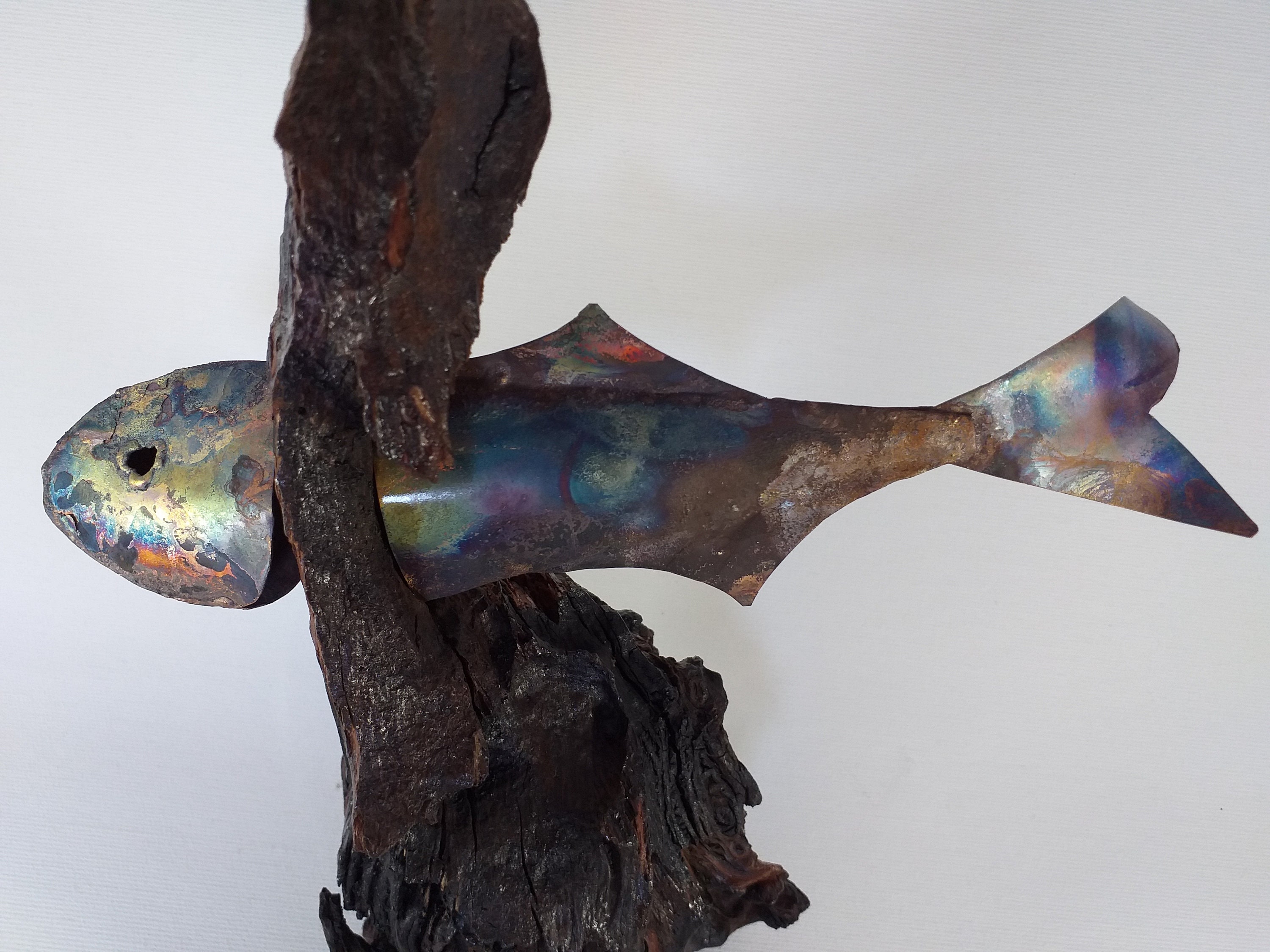Sculpture Copper and Wood Sculpture Artwork Art Fish Sculpture Etsy