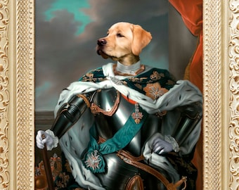 Custom Pet Portraits,Dog or Cat Portrait,Custom Renaissance Knight Pet Portrait,Custom Pet Knight Portrait,framed pet canvas V077