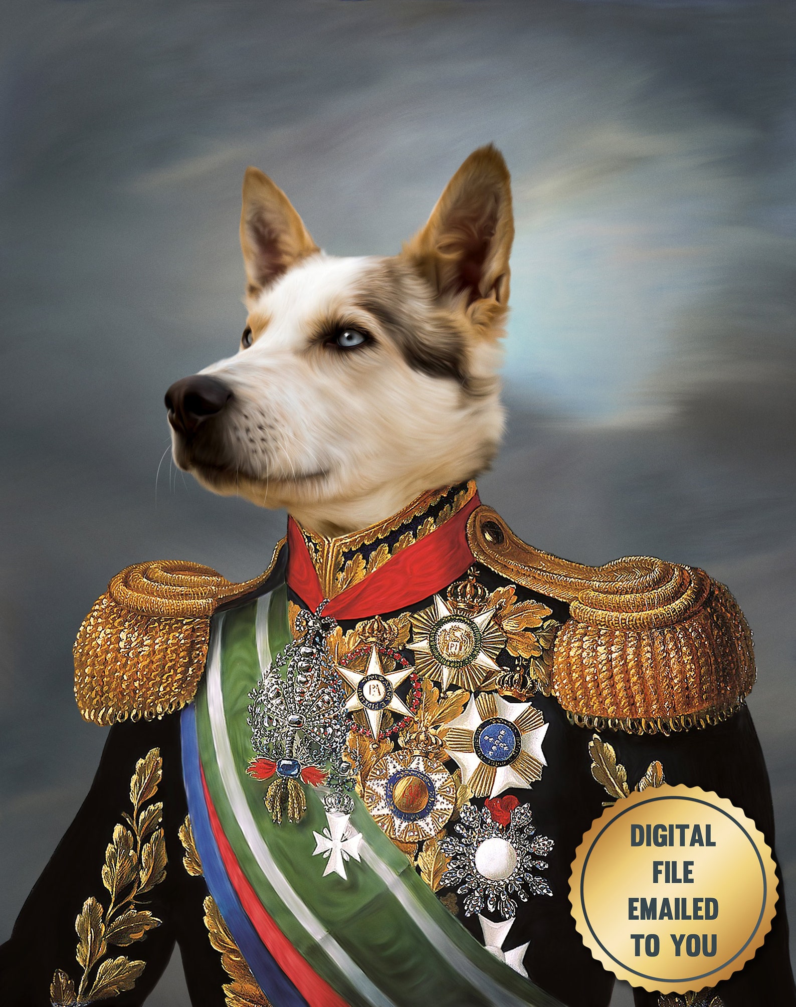 CUSTOM Pet Portrait Your Pet In Military Uniform Funny Dog Etsy