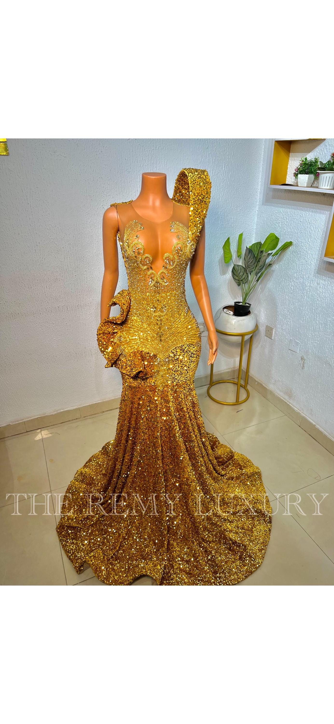 Gold sequin mermaid dress outlet