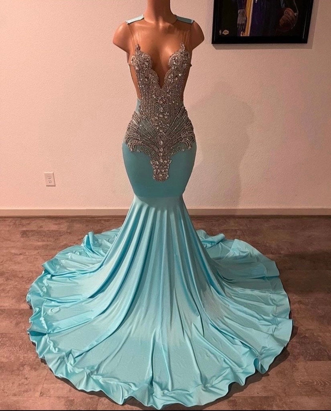 green prom mermaid dress