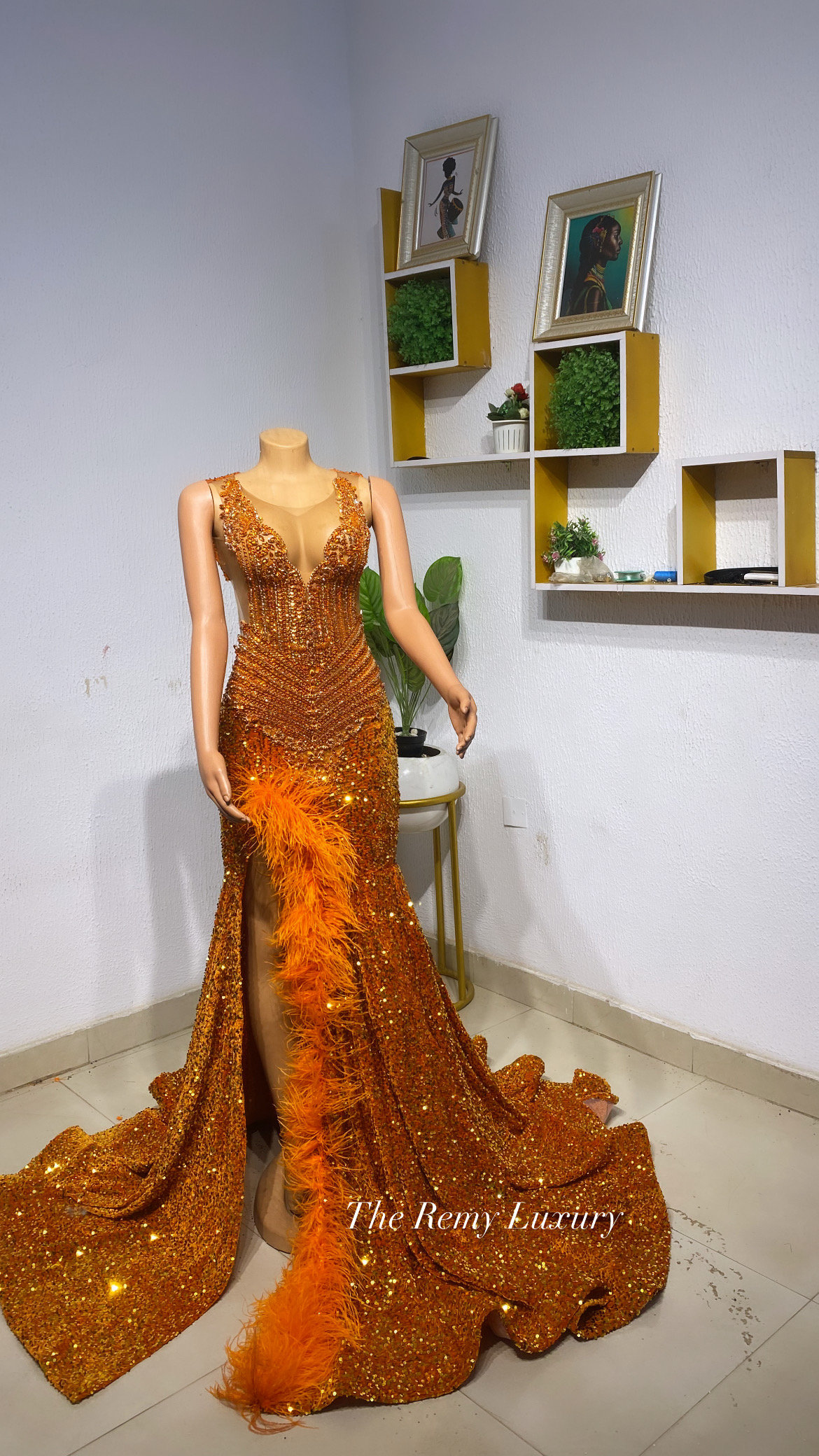 Blue and orange prom dress discount
