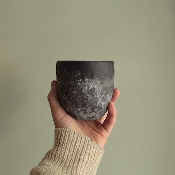 Cloud cup, Black and white coffee cup, Cappuccino cup, Handmade ceramic cup, Minimalist stoneware Cup, Modern cup , Tea mug, Pinched pottery