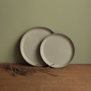 Set of 2 ceramic side plates, Handmade ceramic plates, Gray and white plate, Modern dinner set, Serving plate, Pottery dinnerware, Tableware