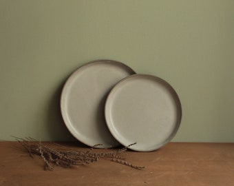 Set of 2 ceramic side plates, Handmade ceramic plates, Gray and white plate, Modern dinner set, Serving plate, Pottery dinnerware, Tableware