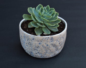 Indoor ceramic planter, Handmade ceramic planter, Small ceramic planter, Blue design planter, Housewarming planter, Pottery bowl planter