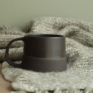 Black on black handmade ceramic mug, Coffee Cup, Ceramic Cup, Minimalist Coffee mug, Stoneware Cup, Tea mug, Modern pottery mug, Black cup