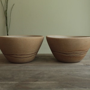Red line ceramic bowl, Handmade ceramic bowl, Ramen bowl, Breakfast bowl, Soup bowl, Stoneware beige bowl, Pottery dinnerware, Tableware