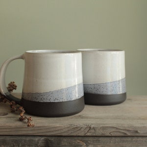 400ml Three-colored glossy handmade ceramic mug, Ceramic coffee cup, Minimalist coffee mug, Stoneware tea mug, Modern ceramics, Black&white