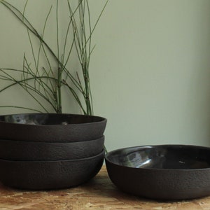 Set of 2 ceramic black pasta plates, Handmade total black ceramic plates, Tableware, Pasta Bowl, Dinner set, Deep pasta plate, Dinnerware