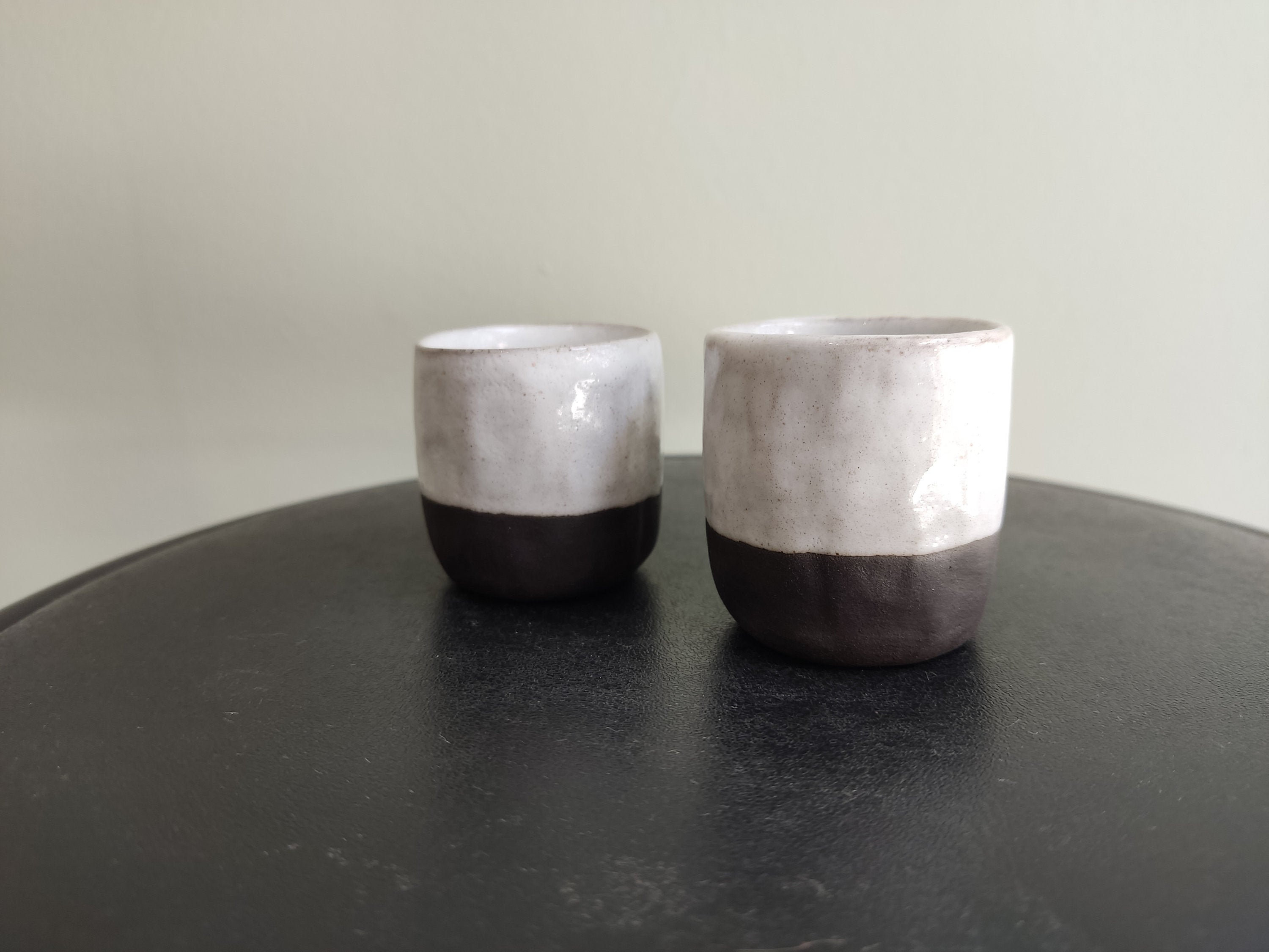 Ensemble de 4 Tasses Tir, Tasses Tir Blanches en Céramique, Petites Tasses, à Tirer Faites La Main, 